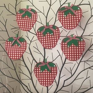 Strawberry coasters or Ornaments Decor. New handcrafted.